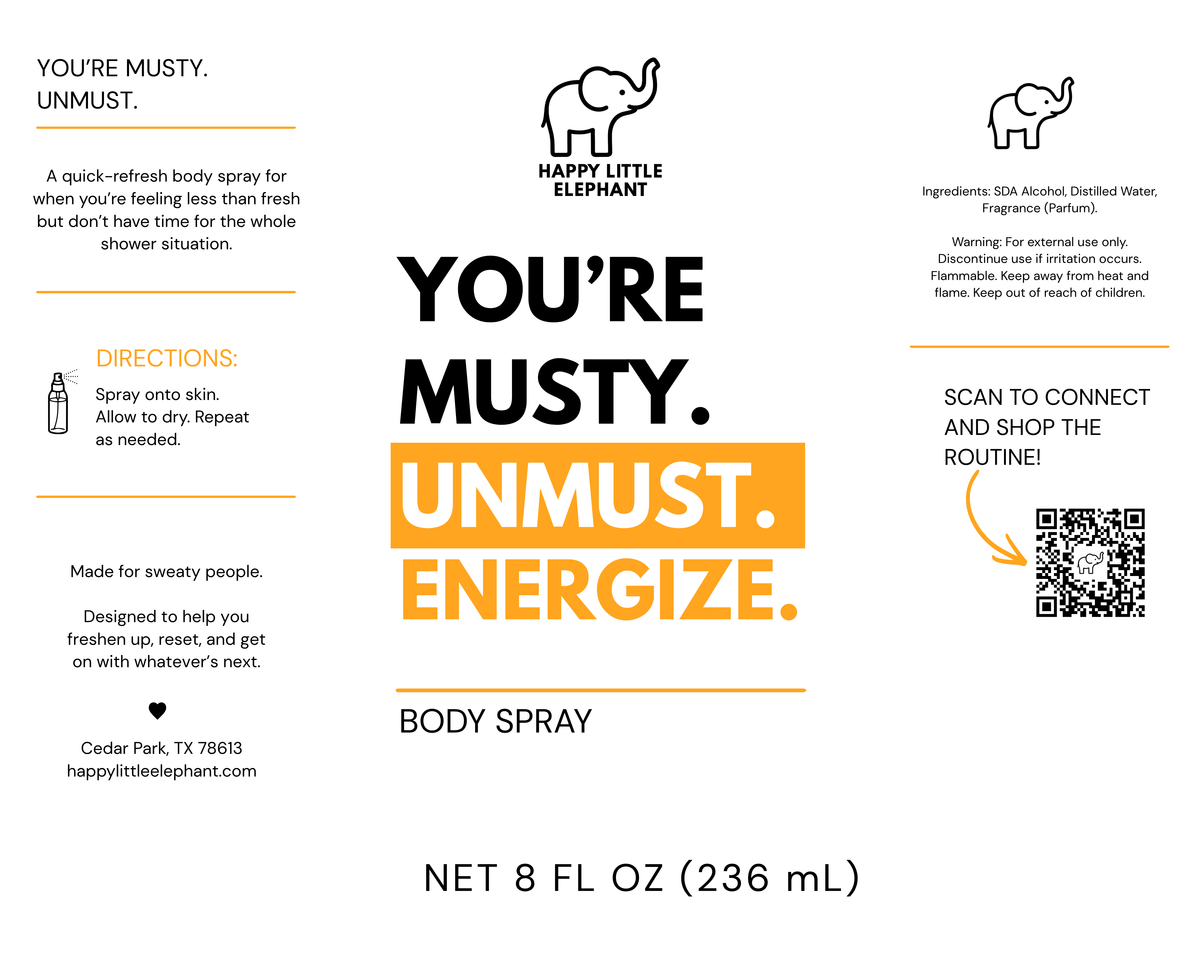 YOU'RE MUSTY. UNMUST. BODY SPRAYS