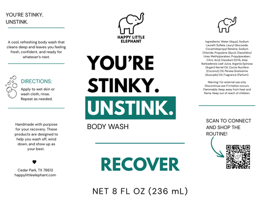 YOU'RE STINKY. UNSTINK. BODY WASH