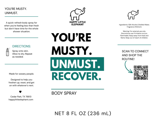 YOU'RE MUSTY. UNMUST. BODY SPRAYS