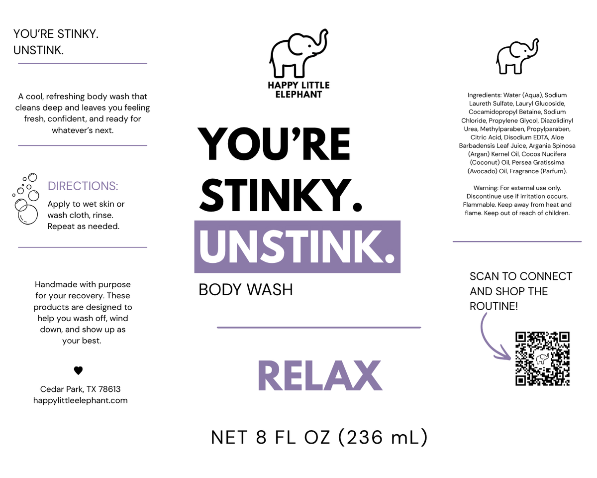 YOU'RE STINKY. UNSTINK. BODY WASH