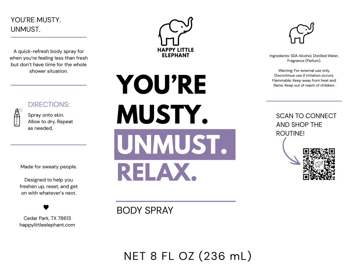 YOU'RE MUSTY. UNMUST. BODY SPRAYS