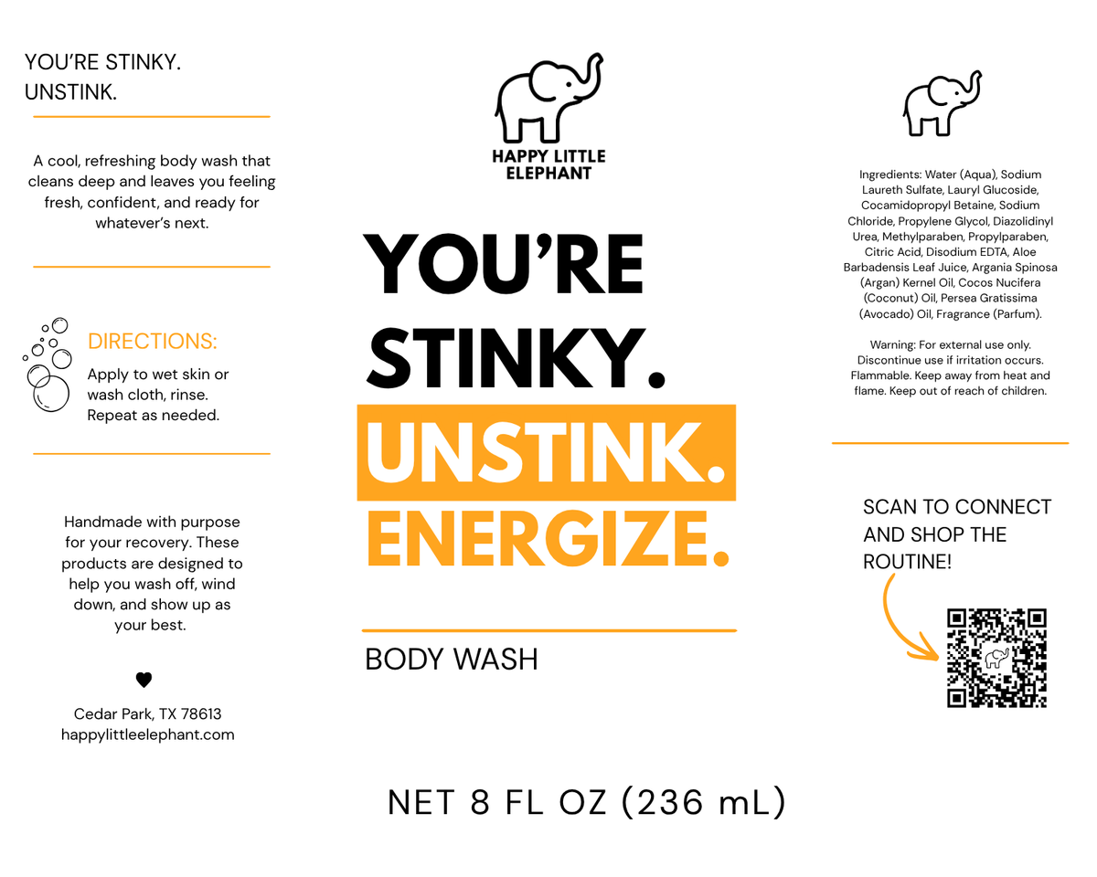 YOU'RE STINKY. UNSTINK. BODY WASH
